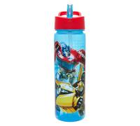 Transformers Polar Gear - Bouteille d'eau officielle de 600 ml pour enfants - Optimus Prime et Bumblebee - Avec paille - Sans BPA - Étanche - Figurines pour garçons - Bleu et rouge