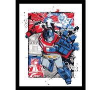 Transformers - Poster encadré (40 cm x 30 cm) (Rouge/Bleu/Gris)