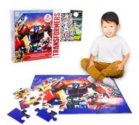 Transformers Puzzle de sol pour enfants - Ensemble avec puzzle de sol Optimus Prime de 36 pièces avec autocollants, plus | Puzzles Transformers pour enfants de 4 à 8 ans