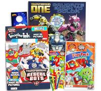 Transformers Rescue Bots Ensemble de coloriage et d'activité avec 2 livres d'activités et un pack de jeu rempli d'autocollants et crochet de porte (fournitures de fête)