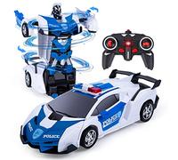 Transformers Voiture télécommandée 2-en-1 pou enfants âgés de 5 à 12 ans, unisexe, blanc