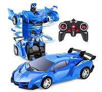 Transformers Voiture télécommandée 2-en-1 pou enfants âgés de 5 à 12 ans, unisexe, Bleu