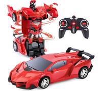 Transformers Voiture Télécommandée 2-En-1 Pou Enfants Âgés De 5 À 12 Ans,Unisexe,Rouge