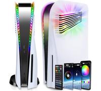 Transformez Console PS5 avec Faceplate Ventilée et Lumineuse RGB - 8 couleurs et 400 Effets, Plaque de PS5 Coque Rigide - Blanc