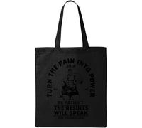 Transformez la douleur en puissance, soyez patient, les résultats parleront d'eux-mêmes, sac fourre-tout en coton écologique naturel noir, Noir , Taille unique