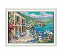 Transformez votre espace avec un café en bord de mer Kit de broderie au point de croix pour décorations murales uniques (11CT)