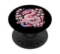 Transgender Japanese Dragon Trans Pride Flag Colors Floral PopSockets PopGrip Adhésif
