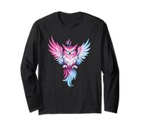 Transgender Owl Bird Trans Pride Flag Colors Tattoo Style Manche Longue