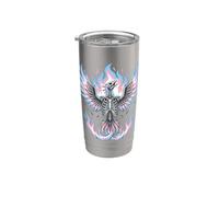 Transgender Phoenix Halloween Trans Flag Rising From Ashes Gobelet isotherme en acier inoxydable double paroi