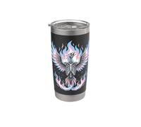 Transgender Phoenix Halloween Trans Flag Rising From Ashes Gobelet isotherme en acier inoxydable double paroi