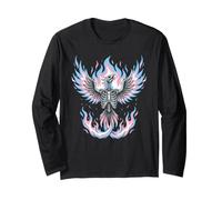 Transgender Phoenix Halloween Trans Flag Rising from Ashes Manche Longue