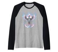 Transgender Phoenix Halloween Trans Flag Rising from Ashes Manche Raglan