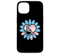 Transgender Pride Disabled Wheelchair Heart Flower Petals Coque pour iPhone 13