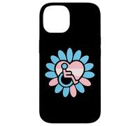 Transgender Pride Disabled Wheelchair Heart Flower Petals Coque pour iPhone 14