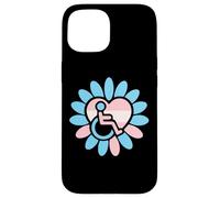 Transgender Pride Disabled Wheelchair Heart Flower Petals Coque pour iPhone 15