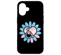 Transgender Pride Disabled Wheelchair Heart Flower Petals Coque pour iPhone 16