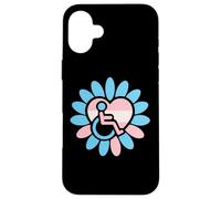 Transgender Pride Disabled Wheelchair Heart Flower Petals Coque pour iPhone 16 Plus