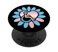 Transgender Pride Disabled Wheelchair Heart Flower Petals PopSockets PopGrip Adhésif