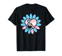 Transgender Pride Disabled Wheelchair Heart Flower Petals T-Shirt