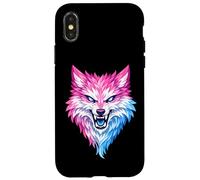 Transgender Wolf Trans Pride Flag Colors Tattoo Style Coque pour iPhone X/XS