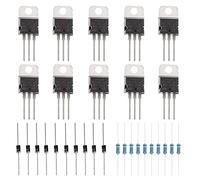 Transistor de puissance bipolaire TO-220 3Pin de Youmile 30pcs TIP120 60V 5A NPN Darlington pour Arduino avec des résistances de 2.2k Ohm, DIODE 1N4001