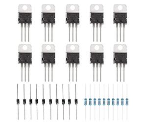 Transistor de puissance bipolaire TO-220 3Pin de Youmile 30pcs TIP120 60V 5A NPN Darlington pour Arduino avec des résistances de 2.2k Ohm, DIODE 1N4001