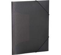 Translucent Elastic Folders In Black,A4,Sturdy Plastic,With 3 Inner Flaps,1 Folder Holder
