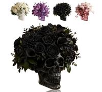 Translucent Gothic Skull Wall Vase, Gothic Skull Wall Hanging Vase, Hangable & Tabletop Freestanding, for Home Stylists Plant Parents (Black)