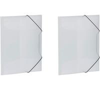 Translucent White Elastic Folders A3 Strong Plastic With 3 Inner Flaps 1 Folder (Pack Of 2)