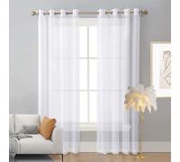 Translucides Voilage à Oeillets Rideaux 100 x 135 cm Oeillets Isolation Lumiere Anti UV Decoration Rideau de Gaze, Rideaux Intérieurs pour Chambre, Salon, Maison, Blanc