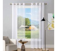 Translucides Voilage à Oeillets Rideaux 100 x 225 cm Demi Transparent, Polyester, Plusieurs Tailles Rideau de Porte, Panneau Mural à Franges pour Décoration de Mariage, Cérémonie, Blanc
