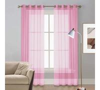 Translucides Voilage à Oeillets Rideaux 225 x 140 cm Oeillets Isolation Lumiere Anti UV Decoration Rideaux Occultants Isolant Thermique Anti Froid pour Fenêtre, Fenêtre, Maison, Terrasse, Rose