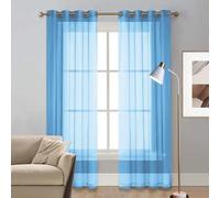 Translucides Voilage à Oeillets Rideaux 225 x 90 cm Oeillets Isolation Lumiere Anti UV Decoration Rideau Occultant avec Œillets pour Porte Salon Chambre Cuisine Dressing, Bleu