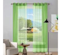 Translucides Voilage à Oeillets Rideaux 75 x 200 cm Demi Transparent, Polyester, Plusieurs Tailles Rideau Exterieur Terrasse pour Chambre, Salon, Maison, Vert