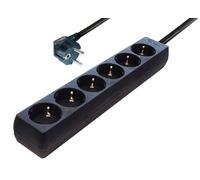 Transmedia NV4L Multiprise 6 Prises avec fiche de Contact de Protection et 6 Prises de Terre Noir 1,4 m