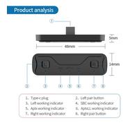 Transmetteur Audio 5.0 Avec Commutateur De Type C, Compatible Bluetooth, Adaptateur Csr Un Avec Deux Bt, Pour Ps4, Ordinateur, Tv