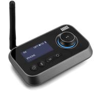 August MR280 Émetteur Récepteur Bluetooth 3 en 1 pour TV/PC/Casque/Stéréo HiFi - Adaptateur Audio Multipoint Faible Latence avec Bypass, 3,5 mm Aux, RCA, Câble Optique, USB-C