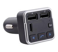 T'nB Transmetteur FM Bluetooth 3 en 1, kit mains libres intégré, 2 USB-A + 1 USB-C, Noir