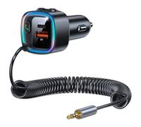 Transmetteur Bluetooth Voiture, Adaptateur Bluetooth Voiture 5.4, Prise Jack 3,5 Mm, Emetteur Bluetooths Voitures pour Appels Mains Libres Et Musique sans Fil, Son Hi-FI