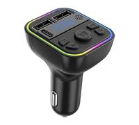 Transmetteur FM - Adaptateur De Voiture sans Fil 3,14 Pouces, Récepteur Radio, Chargeur USB | Lecteur De Musique Plug & Play avec Appels Mains Libres, Lecteur De Carte TF, Lumières Colorées