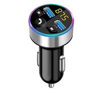 Transmetteur FM Amélioré Bluetooth 5.0 Transmetteur FM Adaptateur radio sans fil Kit de voiture avec double chargement USB Chargeur de voiture Lecteur MP3 Prise en charge de la carte TF Pochette Carte