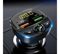 Transmetteur FM Bluetooth 5.0, adaptateur radio de voiture avec écran LED, kit mains libres, adaptateur de voiture récepteur radio sans fil