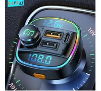 Transmetteur FM Bluetooth 5.0 mains libres modulateur d'autoradio lecteur MP3 avec adaptateur de charge