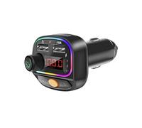 Transmetteur FM Bluetooth 5.3 Charge rapide 15.5W RGB et lecture MP3 Noir