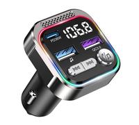 Transmetteur FM Bluetooth 5.3, PD 36W + QC3.0 18W,Appels Mains Libres,Lumière de Respiration,Adaptateur de Musique pour Voiture