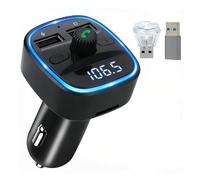 Transmetteur FM Bluetooth 5.3 pour Voiture, Adaptateur Bluetooth Voiture, Connecteur Bluetooth, Adaptateur Allume-Cigare avec 2 Ports USB, Écran LED, Kit Mains Libres, Lecteur de Musique