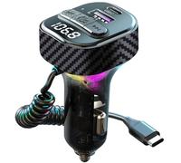 Transmetteur FM Bluetooth 5.3 pour voiture, adaptateur de voiture Bluetooth avec port de chargeur PD de type C (30 W) et câble, port USB QC3.0, émetteur radio FM sans fil, prend en charge les appels