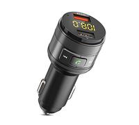 Transmetteur FM Bluetooth, Adaptateur Bluetooth 5.3 Voiture avec Port de Charge Rapide QC 3.0, Allume Cigare Bluetooth Double USB Support Appel Main Libre/Clé USB - Noir