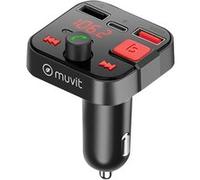 Muvit Transmetteur FM Bluetooth 5-en-1 Allume-cigare avec ports USB et USB-C