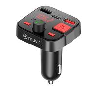 Muvit Transmetteur FM Bluetooth 5-en-1 Allume-cigare avec ports USB et USB-C